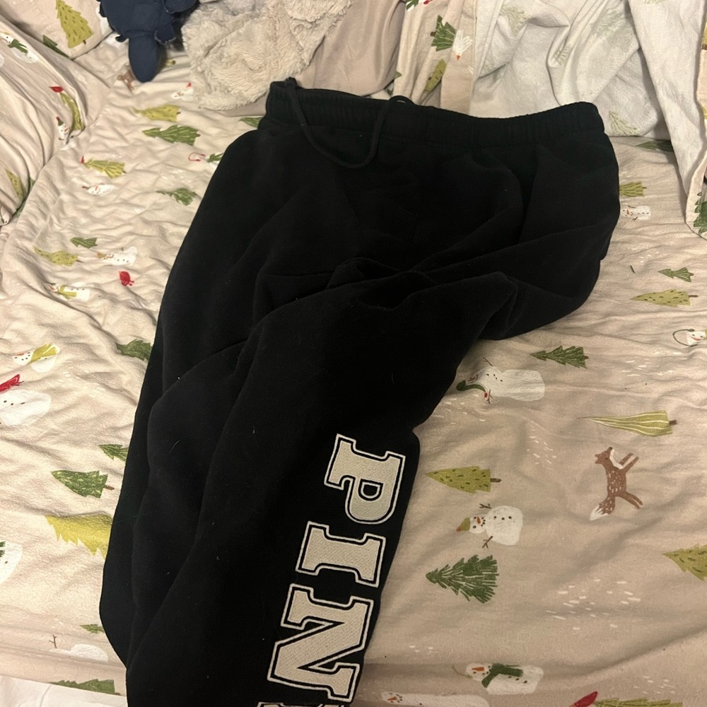 PINK Victoria's Secret Black Sweatpants Relaxed Fit Cotton
